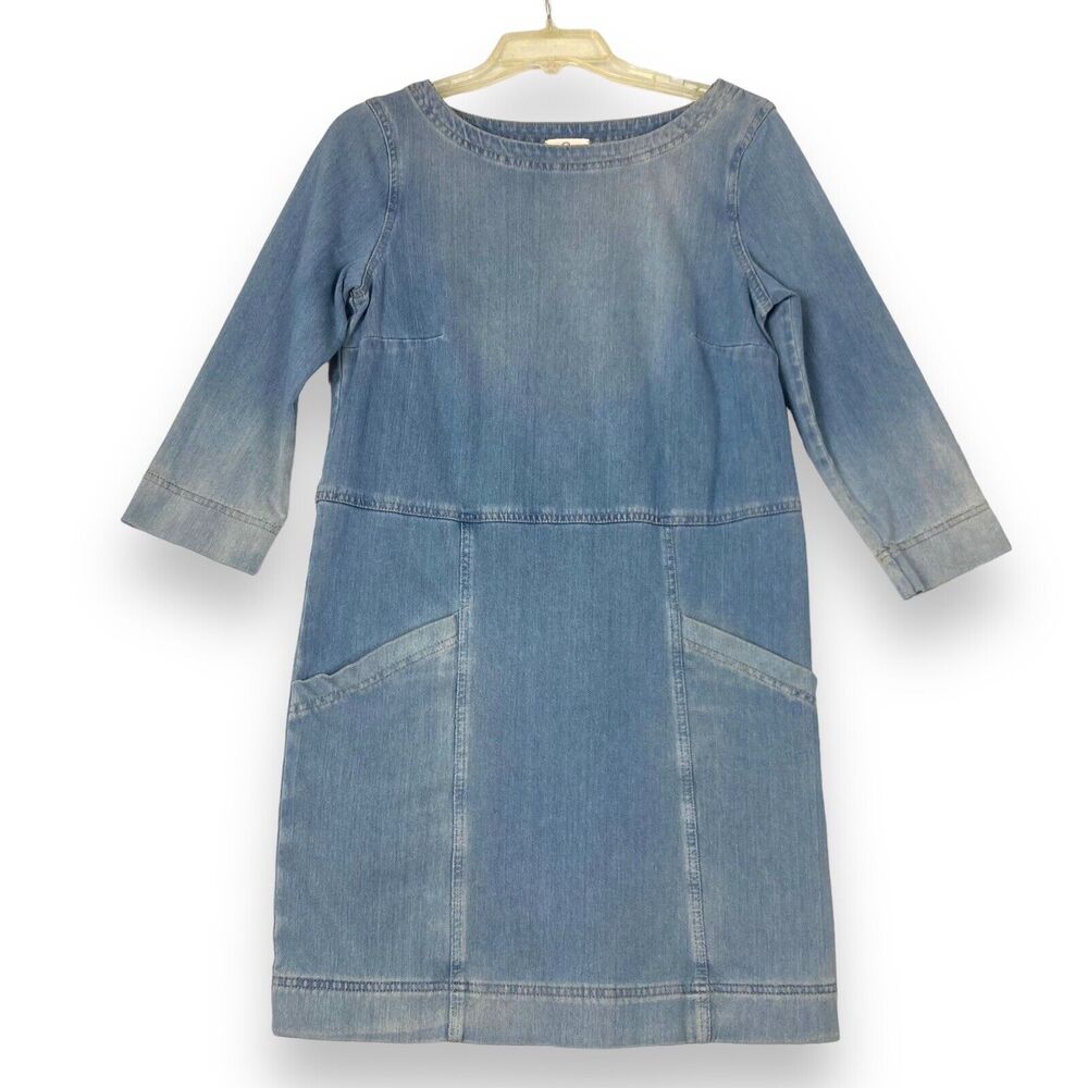 AG Adriano Goldschmied Stretch Denim Shift Dress S Blue Washed Minimalist Casual